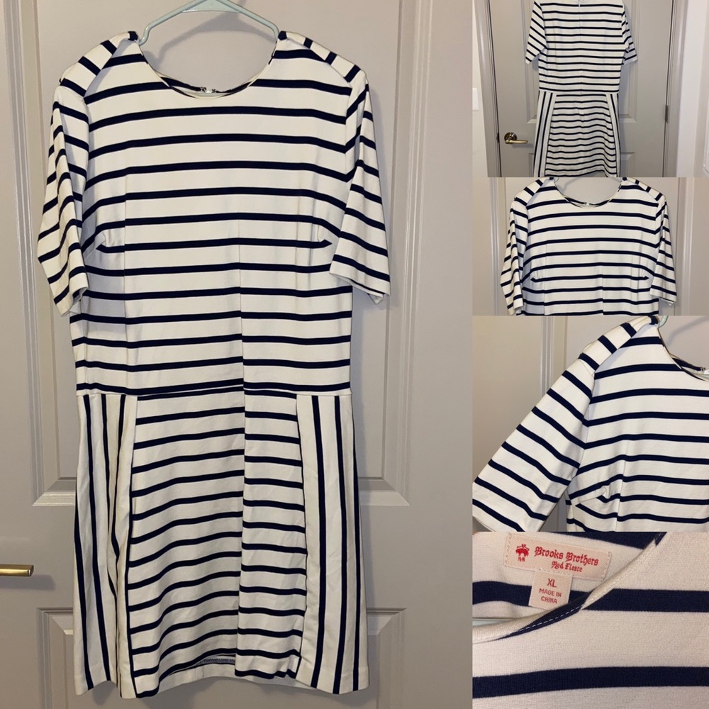 Brooks Brothers•red fleece striped dress